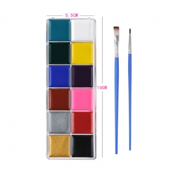 12 Color With 2 Brushes Face Paint Set