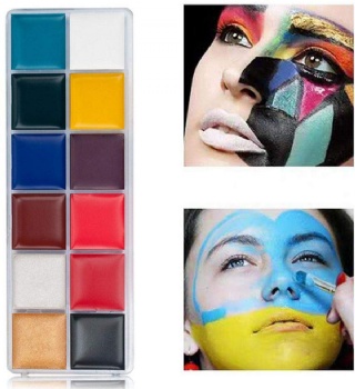 12 Color With 2 Brushes Face Paint Set