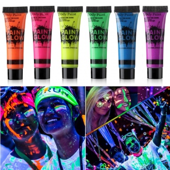 Private label black light face painting colors UV neon glow body face paint